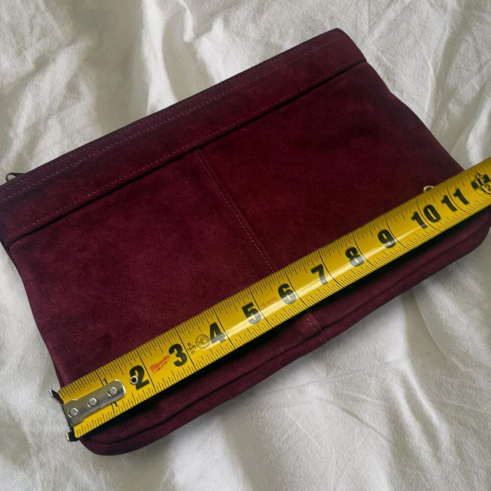 Glam Regency Preppy Old Money Heritage Twee Suede Leather Clutch Small Hand Bag - Picture 6 of 6